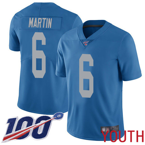 Detroit Lions Limited Blue Youth Sam Martin Alternate Jersey NFL Football #6 100th Season Vapor Untouchable->women nfl jersey->Women Jersey